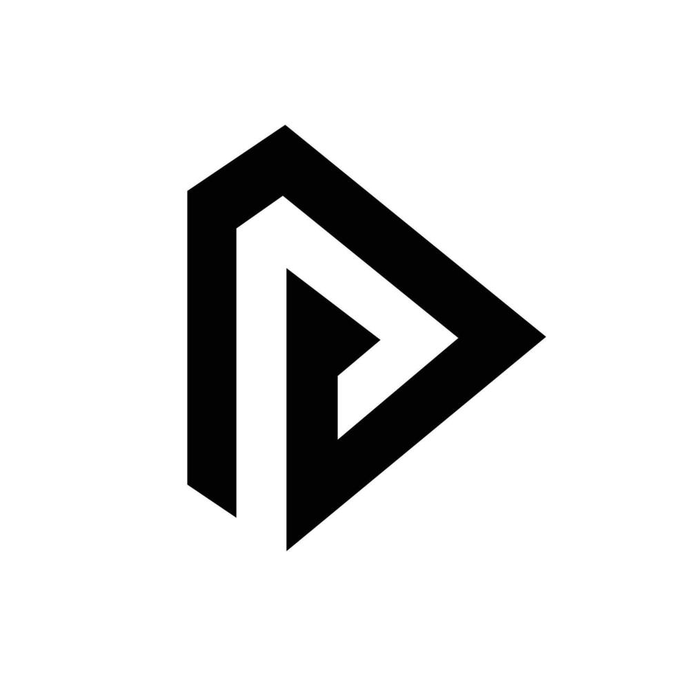 Letter Pd negative space with play shape music branding logo vector