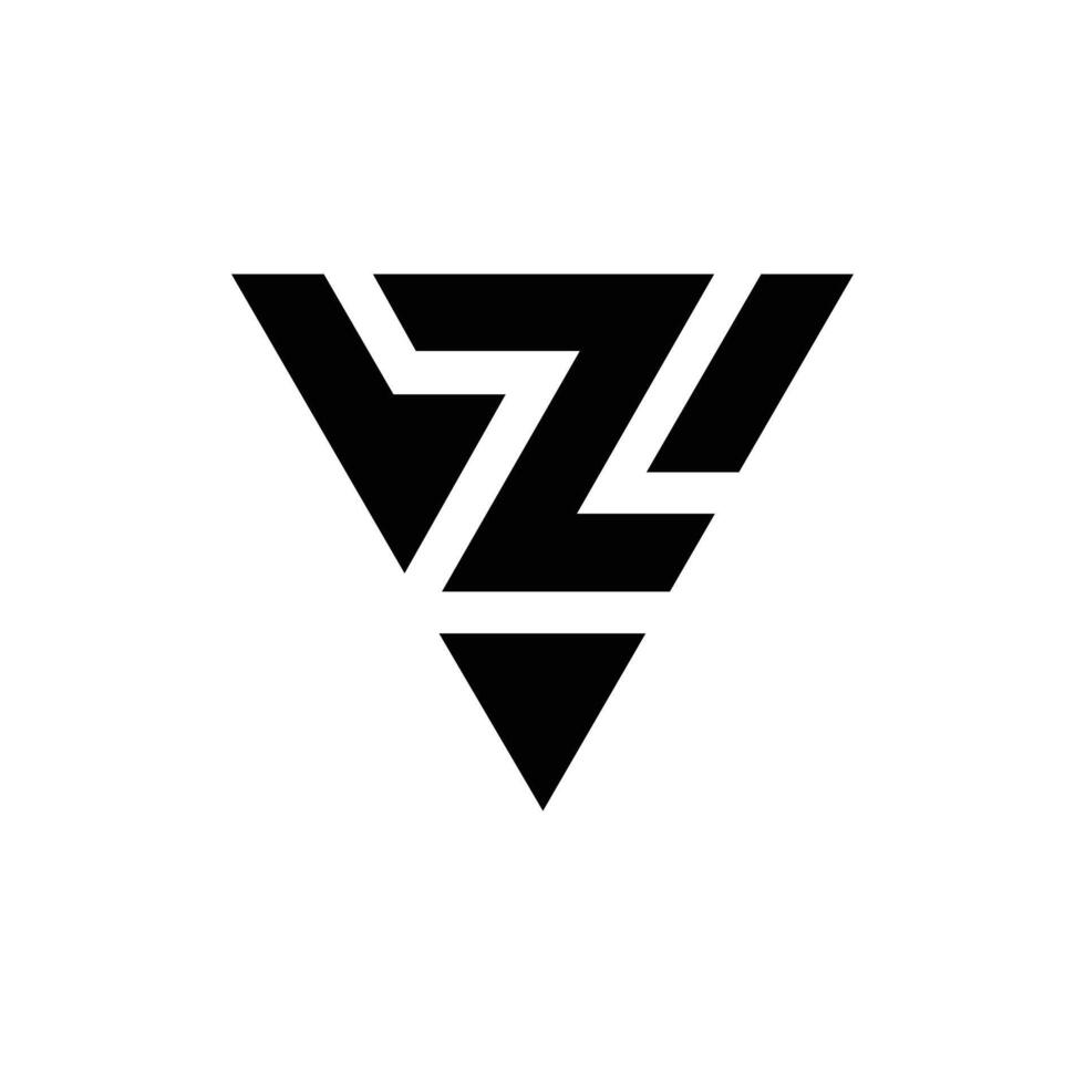 Letter Vz or Zv triangle creative unique shape modern logo vector