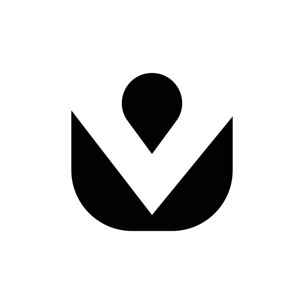 Letter V with flower shape water droplet negative logo idea vector