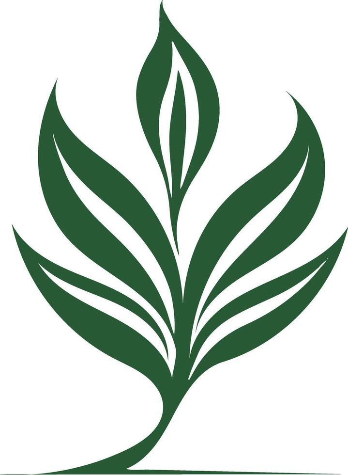 Single leaves logo, silhouette style illustration on transparent background vector