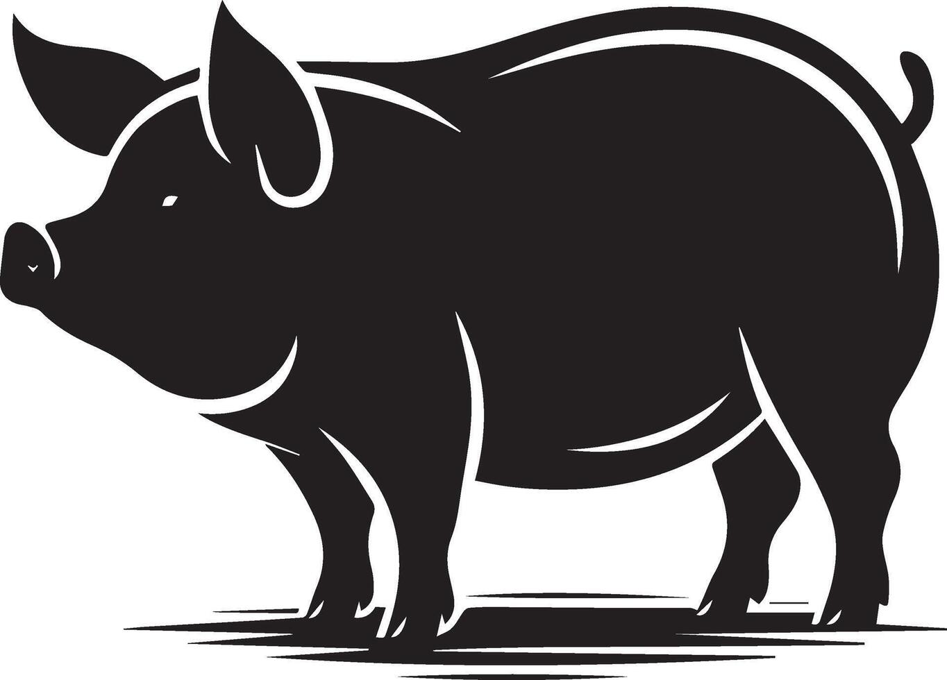 Pig silhouette art and illustration vector