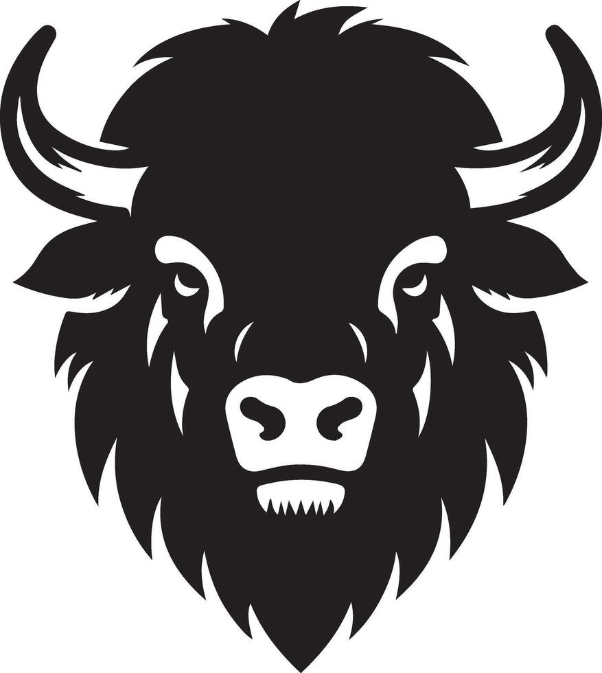 Rustic Bison Head Silhouette Perfect for Logos and Tattoos vector