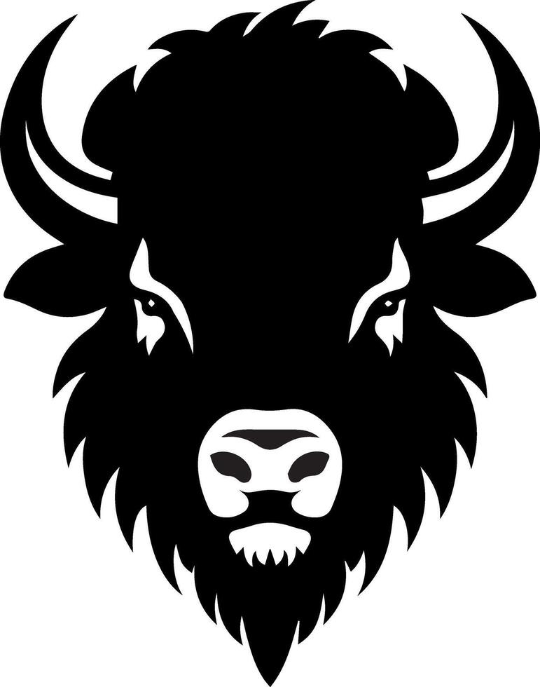 Bold and Fierce The Power of the Bison Head Silhouetteo vector