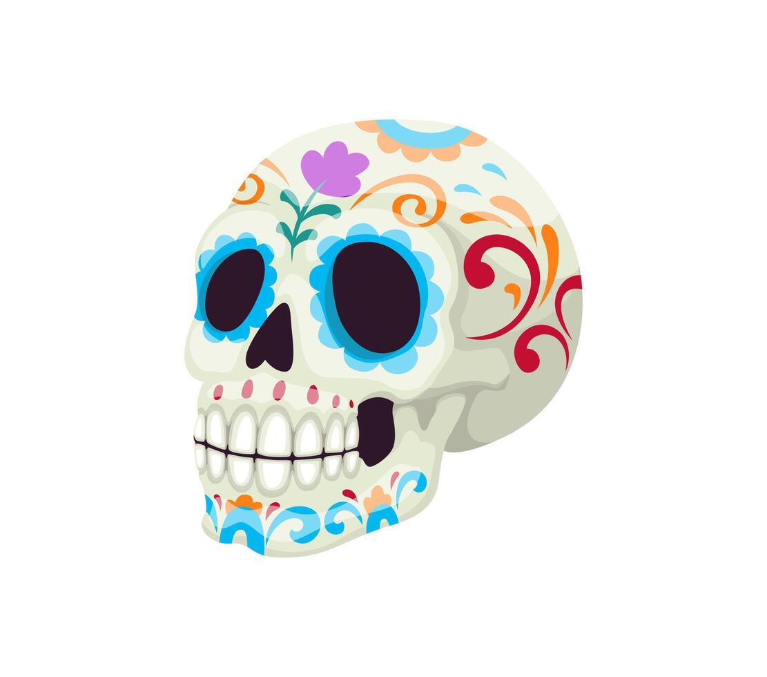 Cartoon day of dead muertos sugar calavera skull vector