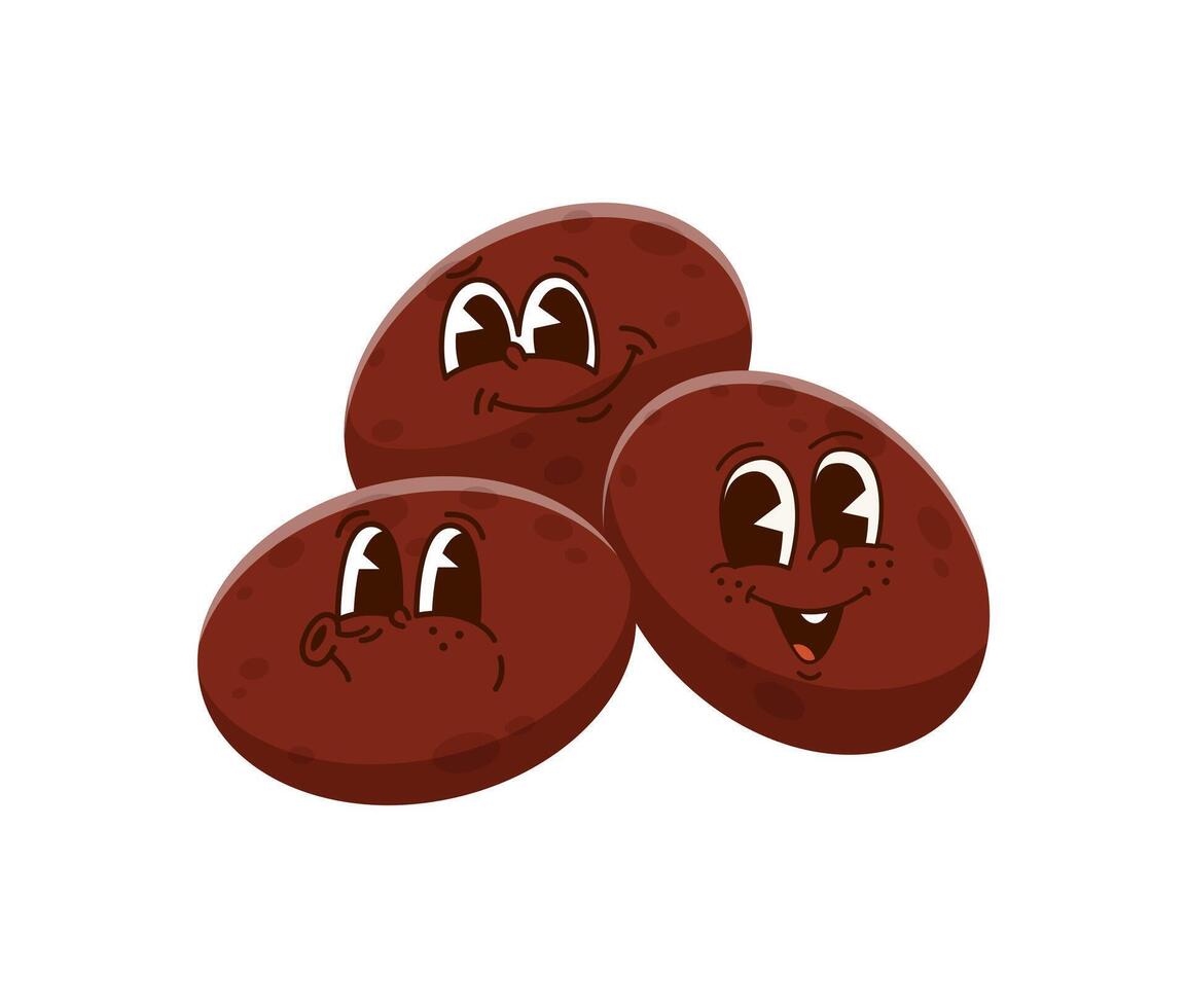 Cartoon groovy poop characters, retro hippie poo vector