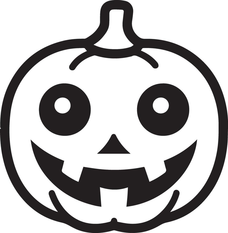 Halloween Icon of a Creepy Scary Smiling Pumpkin Jack O Lantern in a Black Outline for Decoration vector