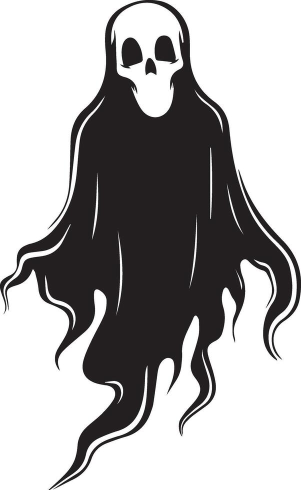 Black Silhouette of a Scary Halloween Ghost Shadow Icon for Spooky Artwork and Creepy Design Projects vector