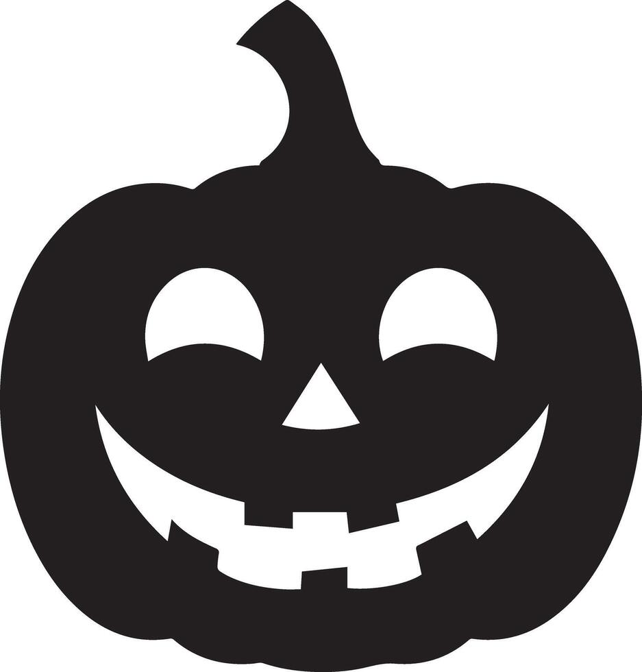 Creepy Halloween Icon of a Scary Smiling Jack O Lantern Pumpkin in a Black Silhouette for Spooky Decorations vector