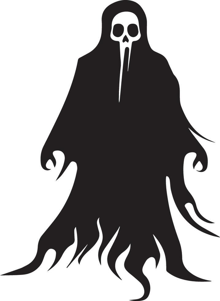 Spooky Evil Ghost Shadow Icon in Black Silhouette for Halloween Themed Decorations and Scary Artwork Designs vector