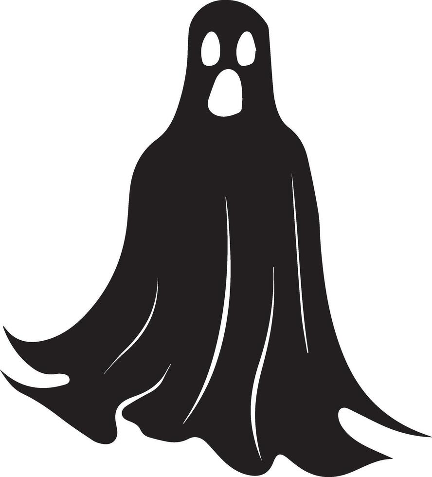 Creepy Halloween Ghost Shadow Icon in Black Silhouette Perfect for Scary Themed Designs and Spooky Illustrations vector