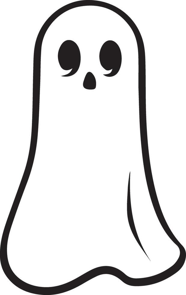 Cute Halloween Ghost Boo Icon with Black Outline for Spooky Yet Playful Design Projects vector