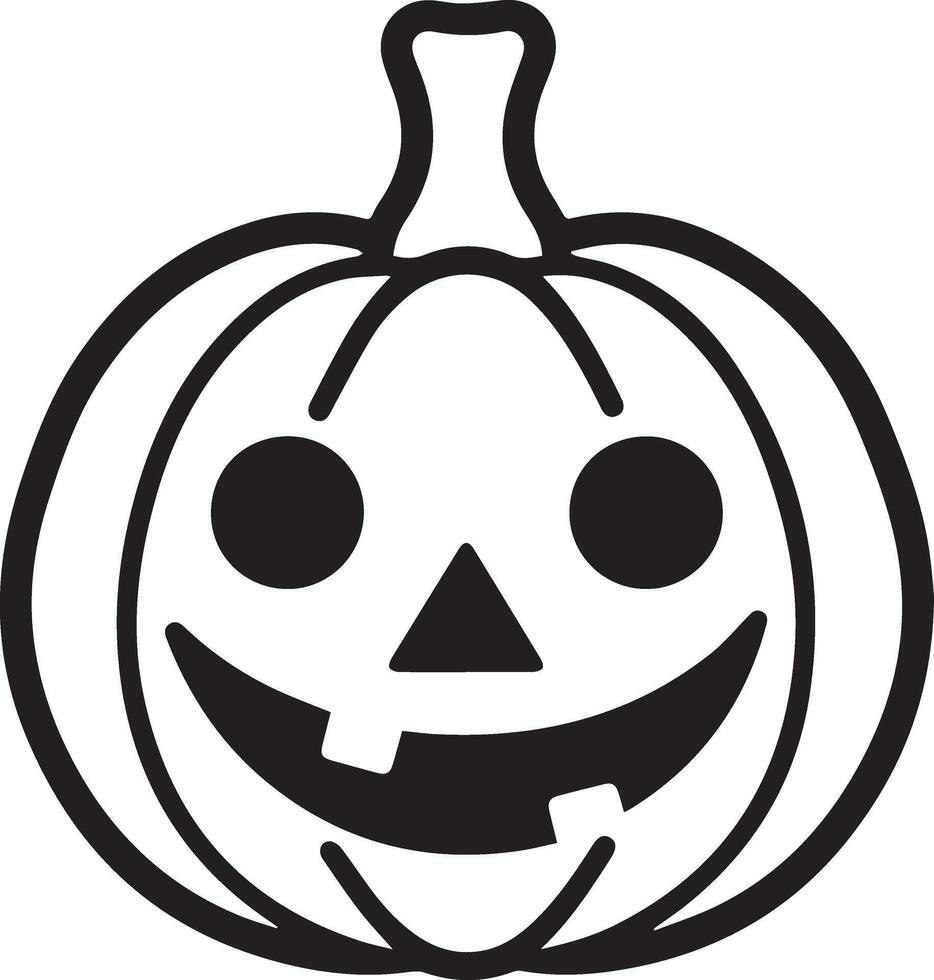 Creepy Halloween Jack O Lantern Icon with Scary Smiling Pumpkin Black Outline for Spooky Themes vector