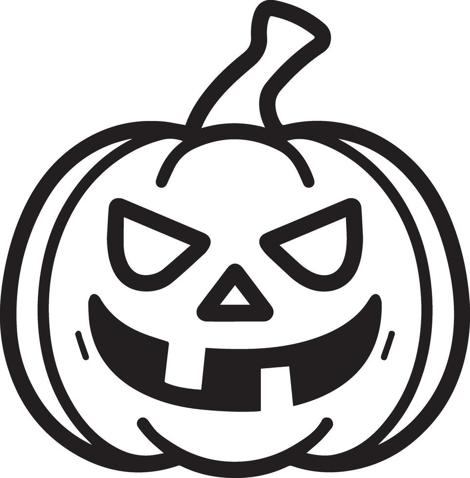 Scary Smiling Pumpkin Jack O Lantern Halloween Icon with Black Outline Design for Seasonal Decoration vector