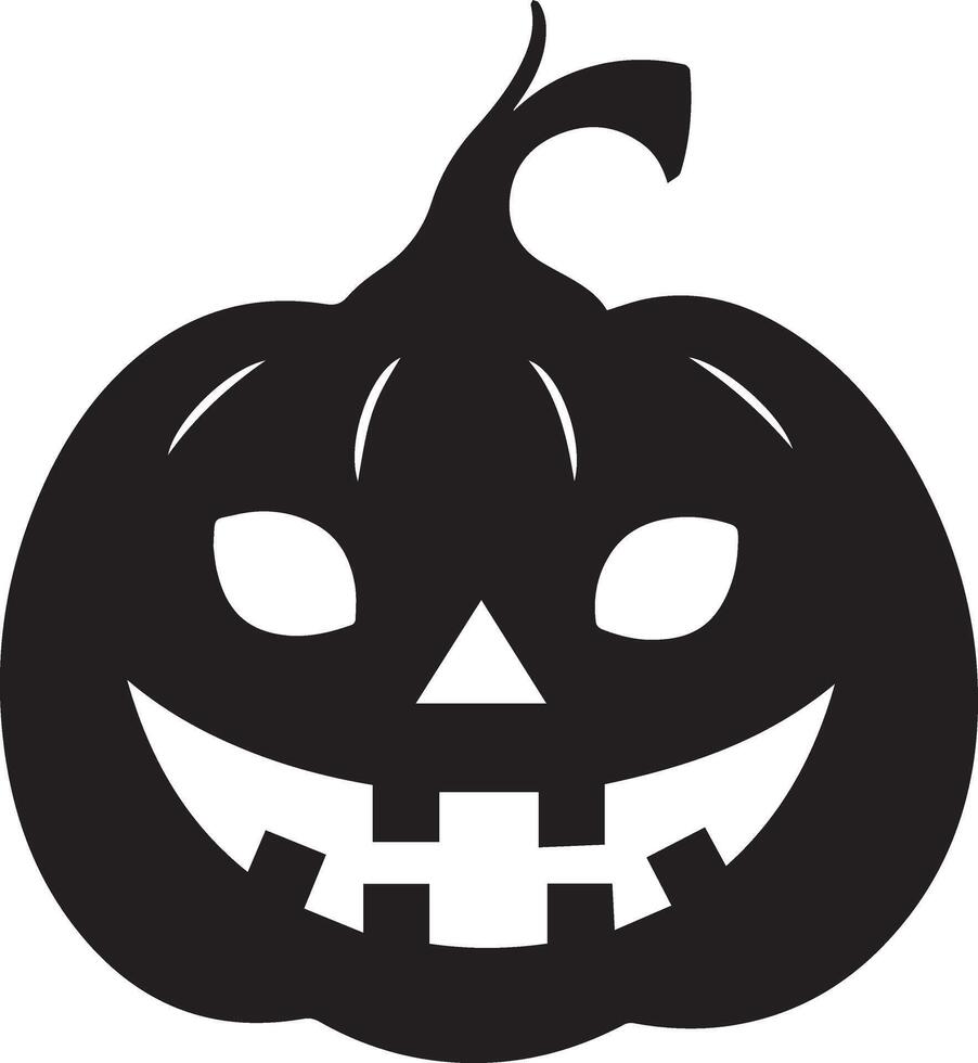 Halloween Icon of a Creepy Smiling Jack O Lantern Pumpkin in Black Silhouette for Scary Spooky Designs vector