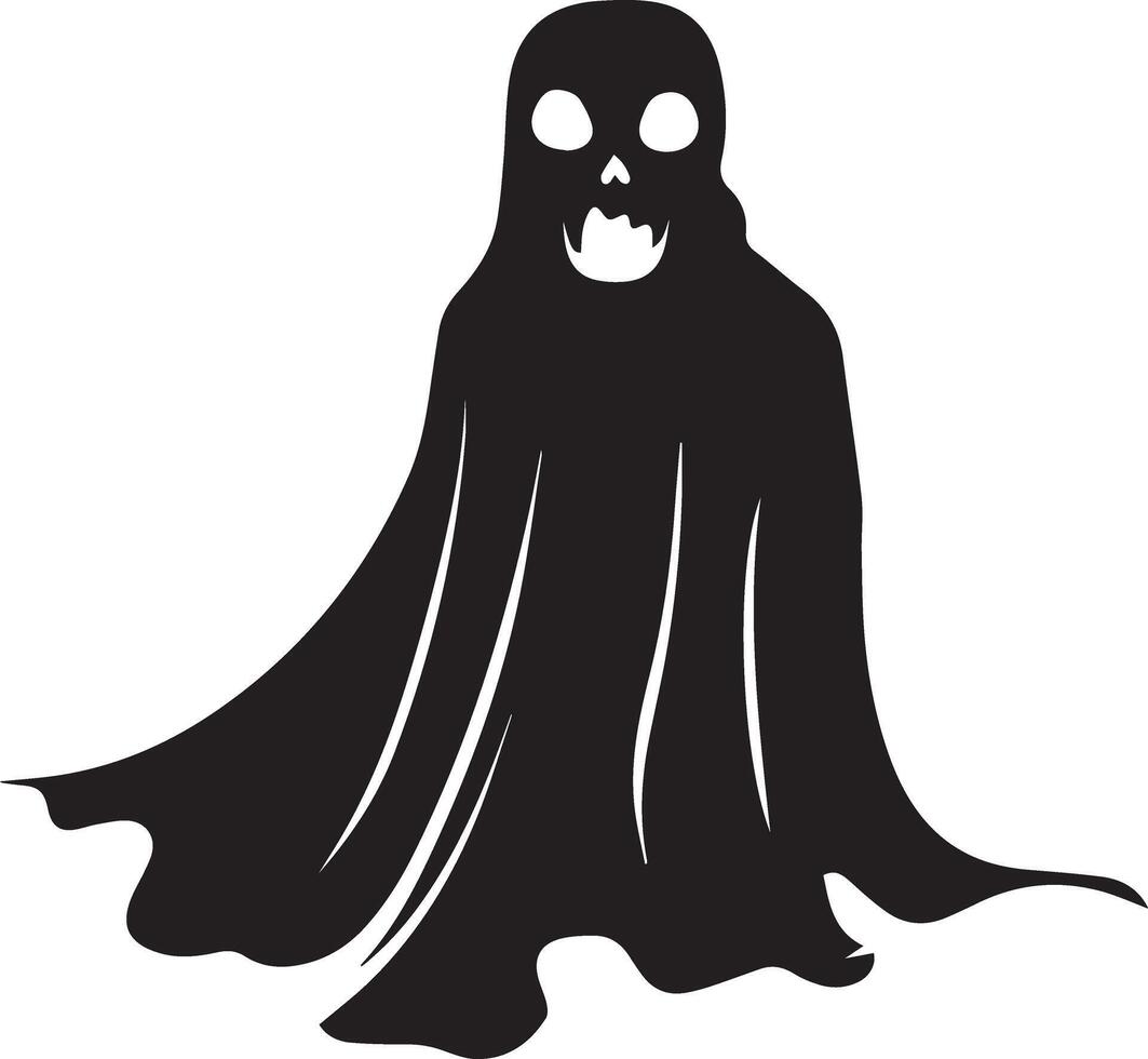 Dark Ghostly Shadow Icon in Black Silhouette Perfect for Creepy Halloween Illustrations and Spooky Graphic Design vector