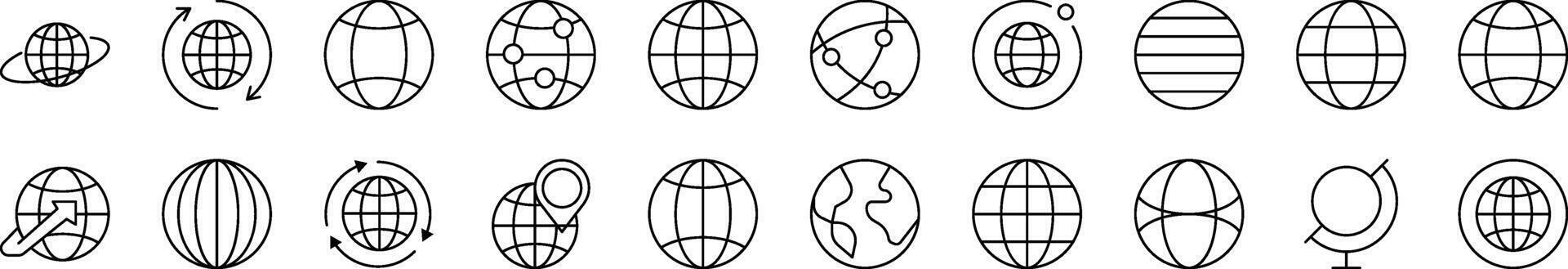 Simple Linear Icon of Globe. Editable Stroke. Minimalistic Linear Pictogram for Design of Cards, Apps, Banners, Posts vector