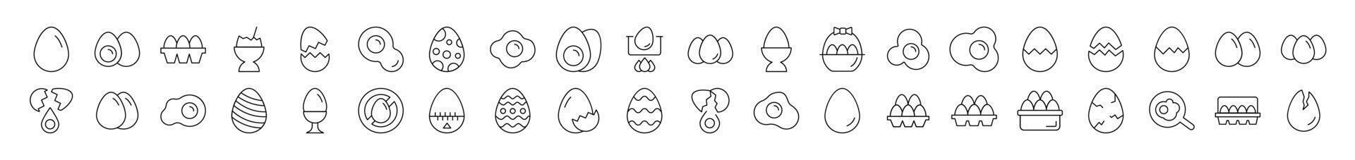 Egg Simple Isolated Line Icons Collection. Editable Stroke. Suitable for Web Sites, Books, Cards, Apps vector