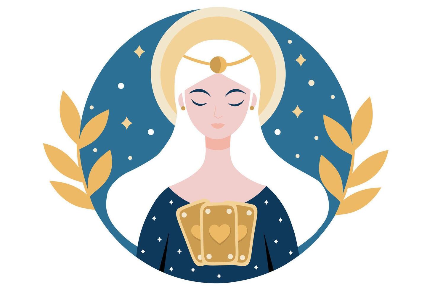 Cartoon mysterious fortune teller with tarot cards vector