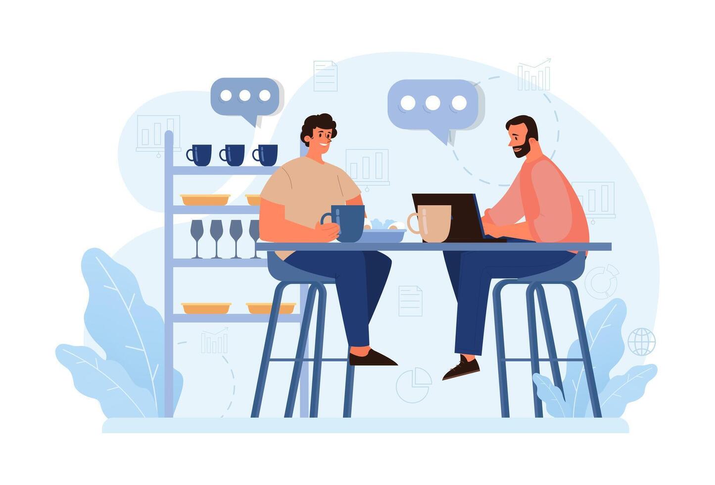 Hygge. Happy people relaxing at home, family members leisure vector