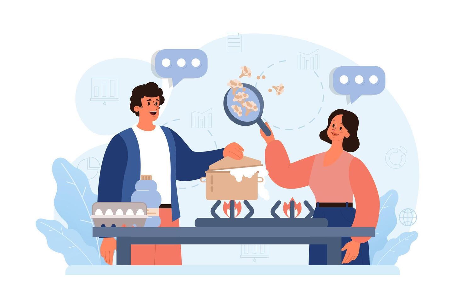 Hygge. Happy people relaxing at home, family members leisure vector