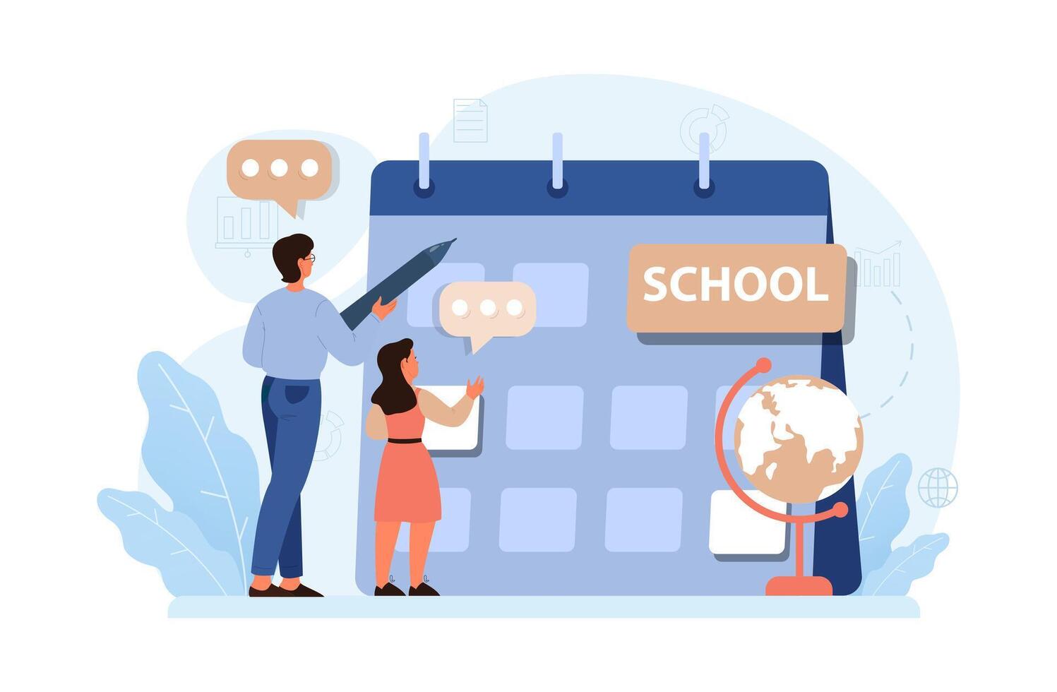 School preparation. School kids with parents prepare for studying. vector