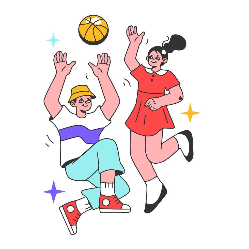 Summer holidays. Active outside leisure for children physical and mental vector