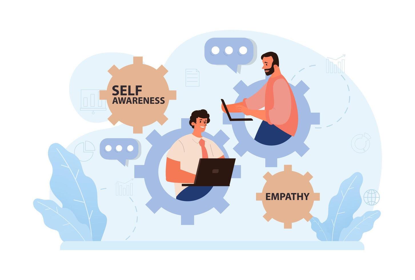 Emotional intelligence. Emotion balance and control skill. EQ development. vector