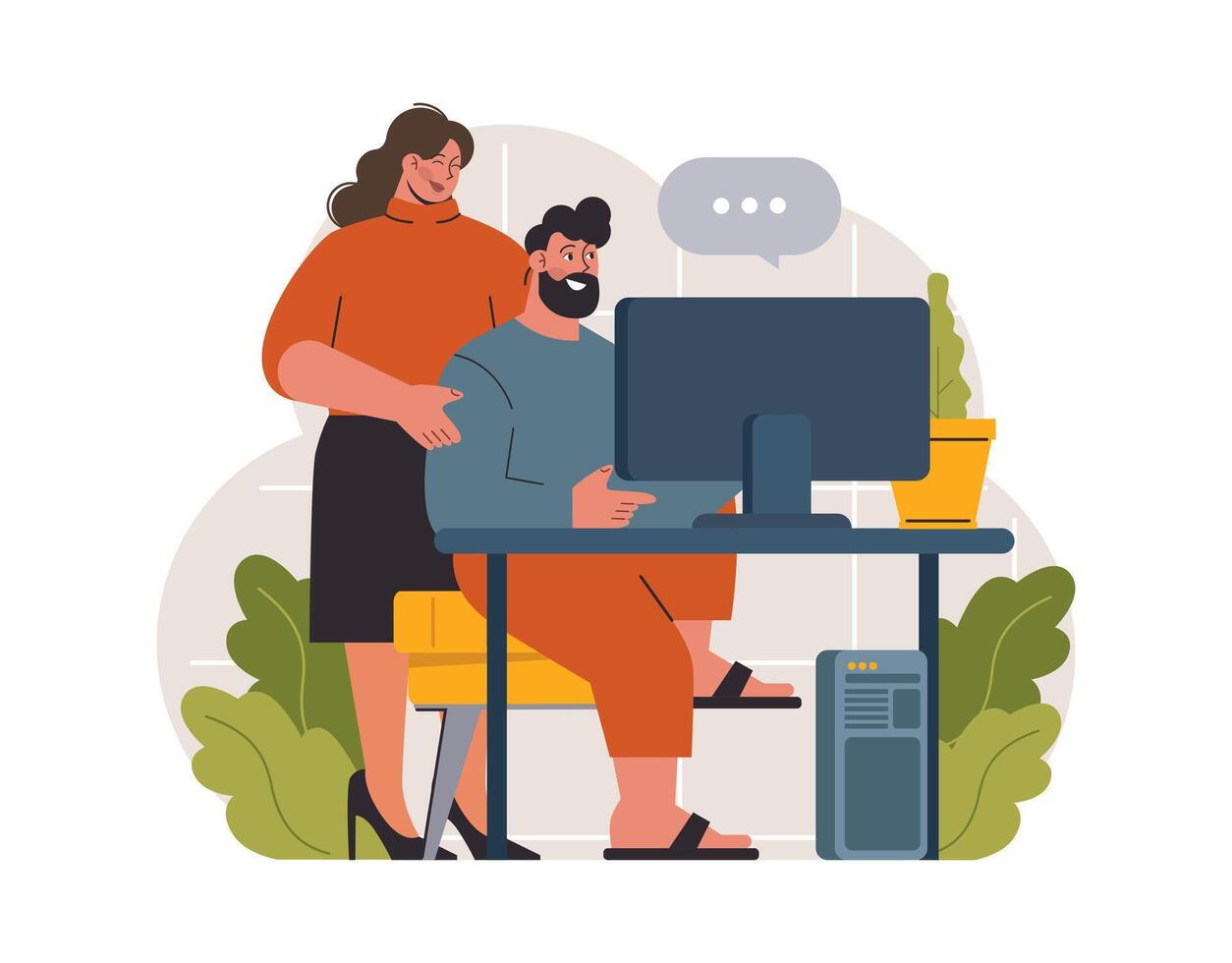 Hygge. Happy people relaxing at home, family members leisure vector