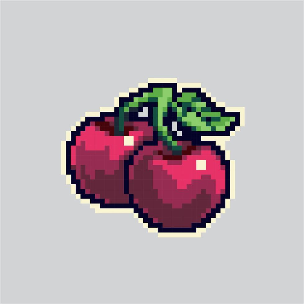 Pixel art illustration Cherry. Pixelated Cherry Fruit. Cherry Fruit pixelated for the pixel art game and icon for website and game. old school retro. vector