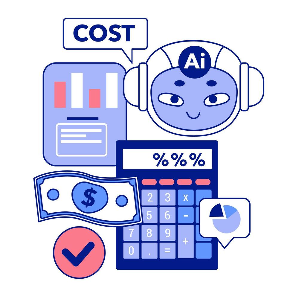 Artificial intelligence in business. AI-powered production, management vector