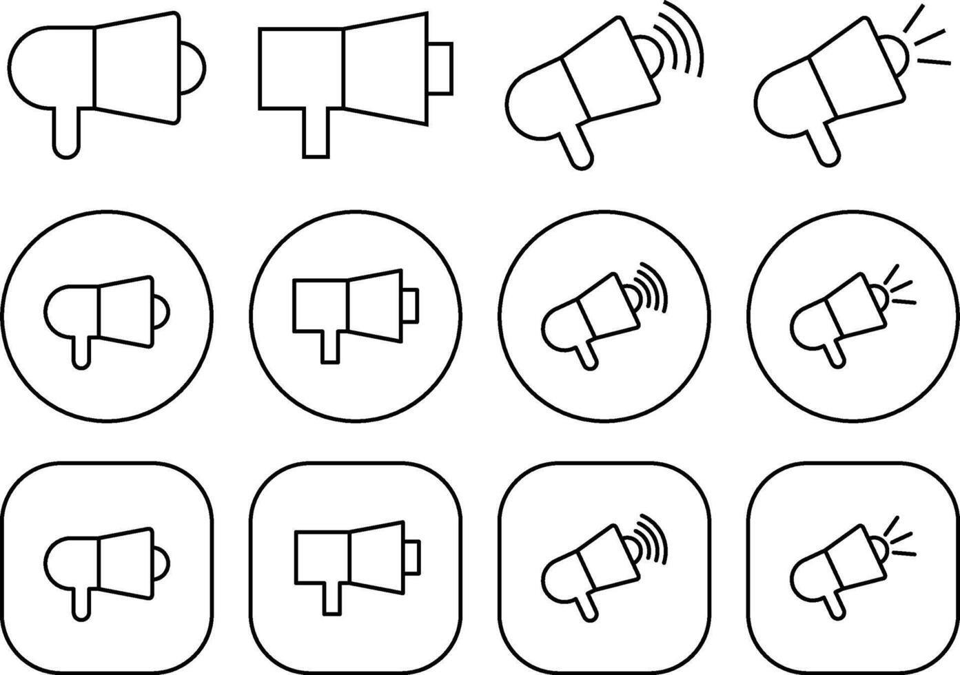 Black Megaphone Speaker Toa Outline Icon Set vector
