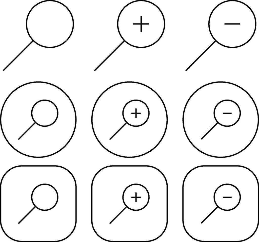 Black Search Outline Icon Set vector