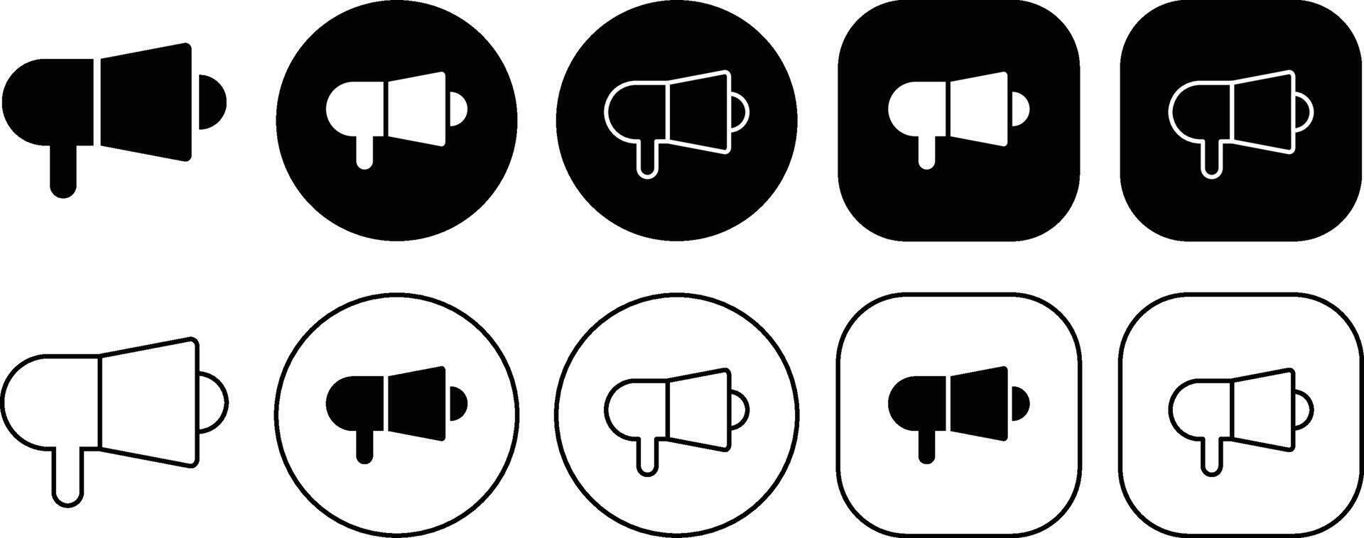 Black Rounded Megaphone Speaker Toa Solid and Outline Icon vector