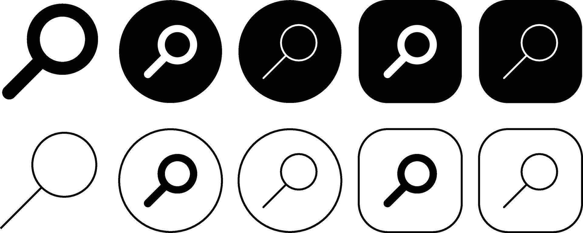 Black Search Solid and Outline Icon vector