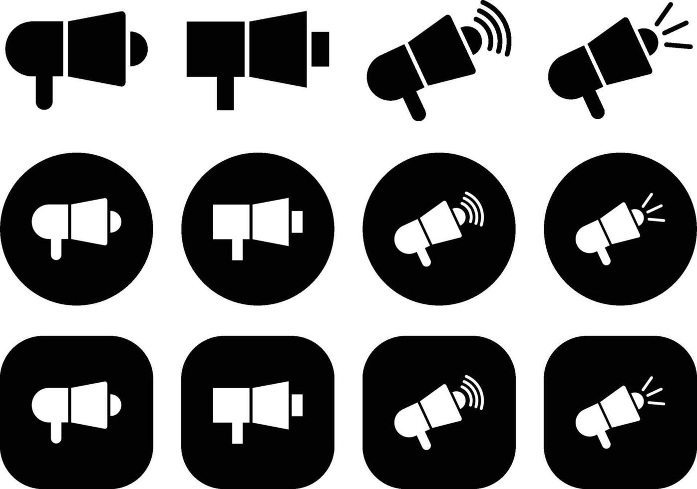 Black Megaphone Speaker Toa Solid Icon Set vector
