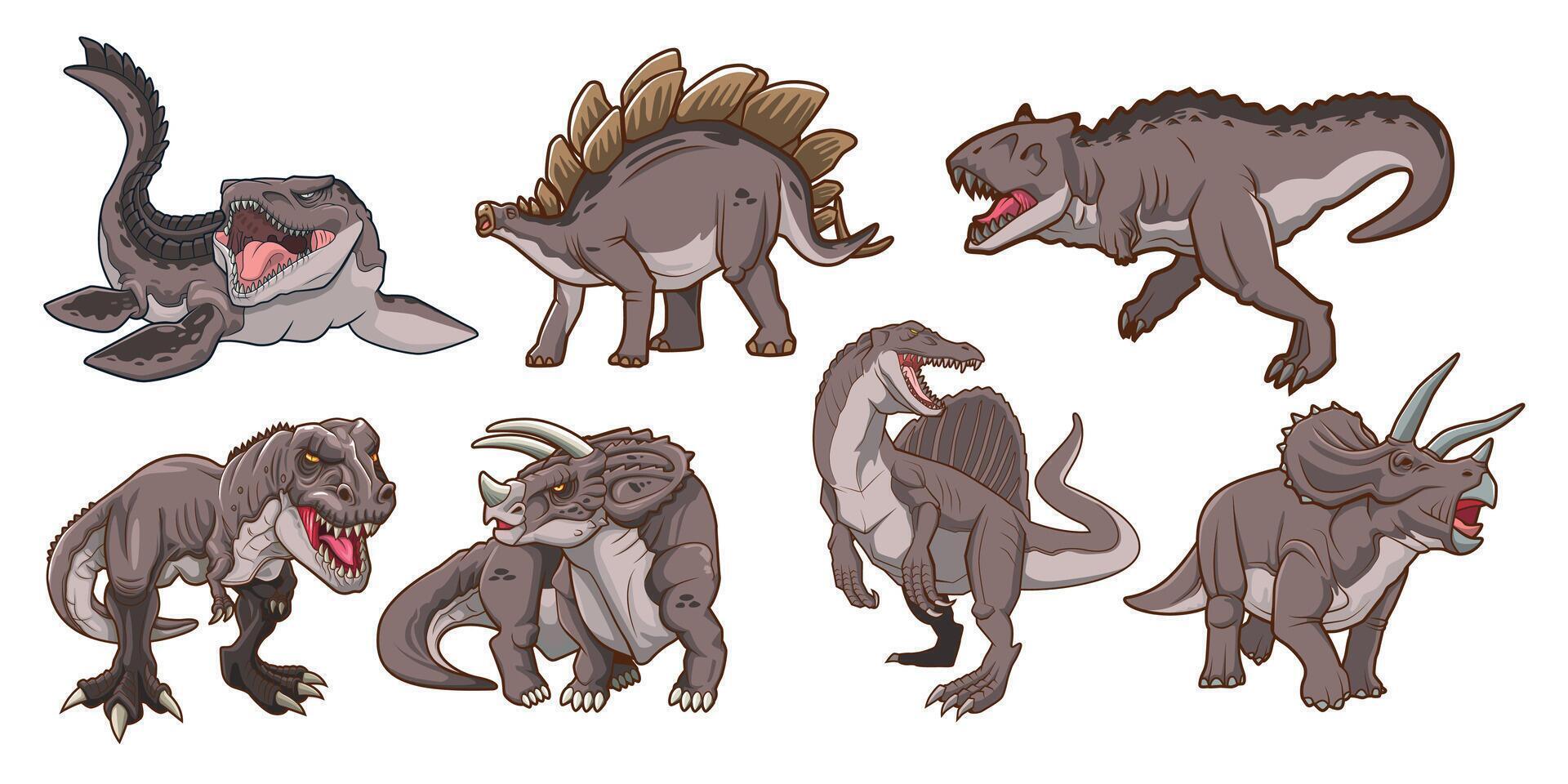 dinosaur illustration design set vector