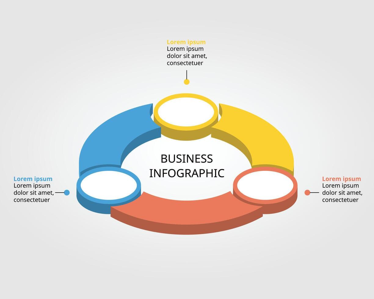 timeline circle chart template for infographic for presentation for 3 element vector