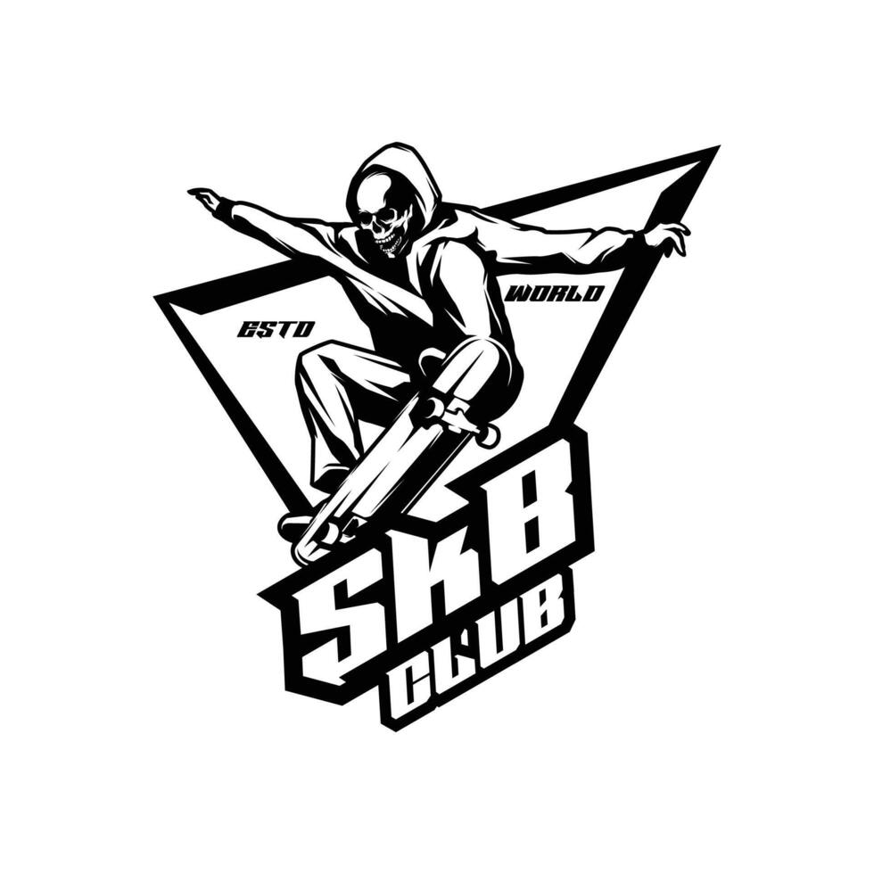 SKUL Skateboard Logo Design. Skateboard Sticker Illustration design template vector