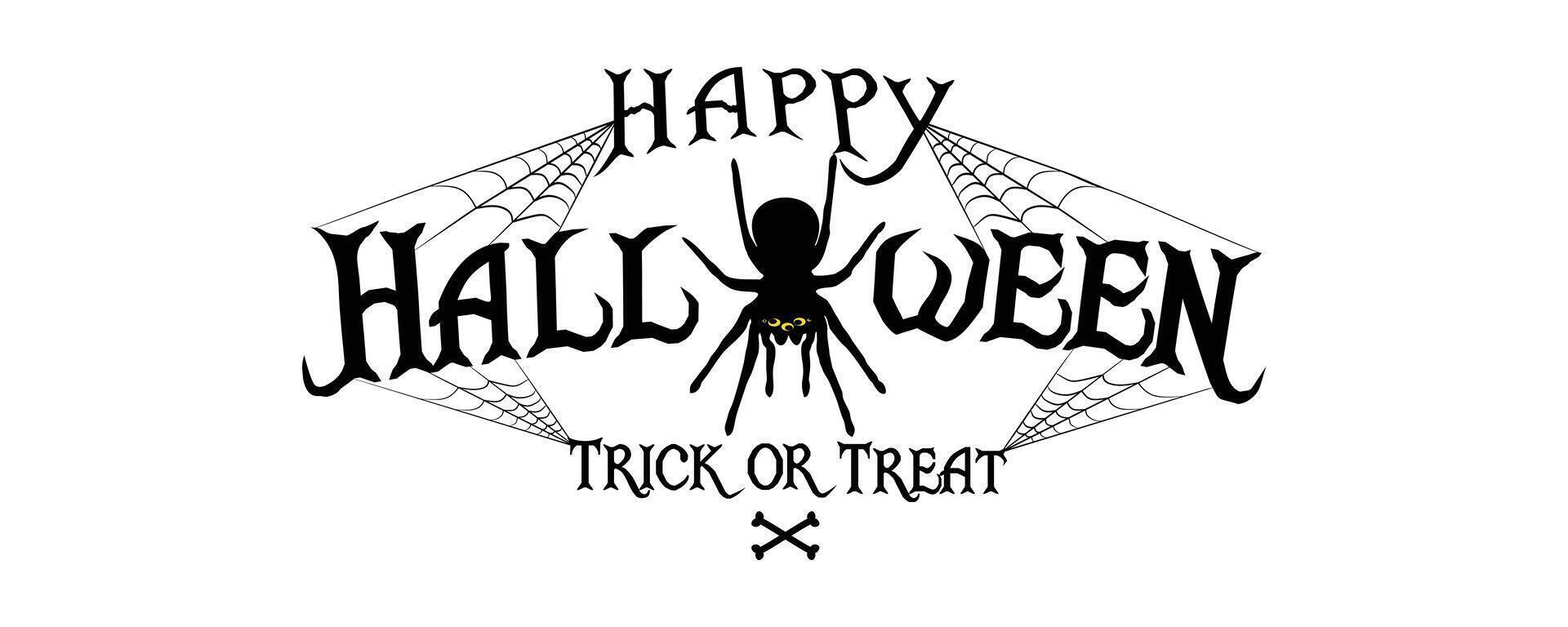 Halloween Typography with spider banner party illustration design vector