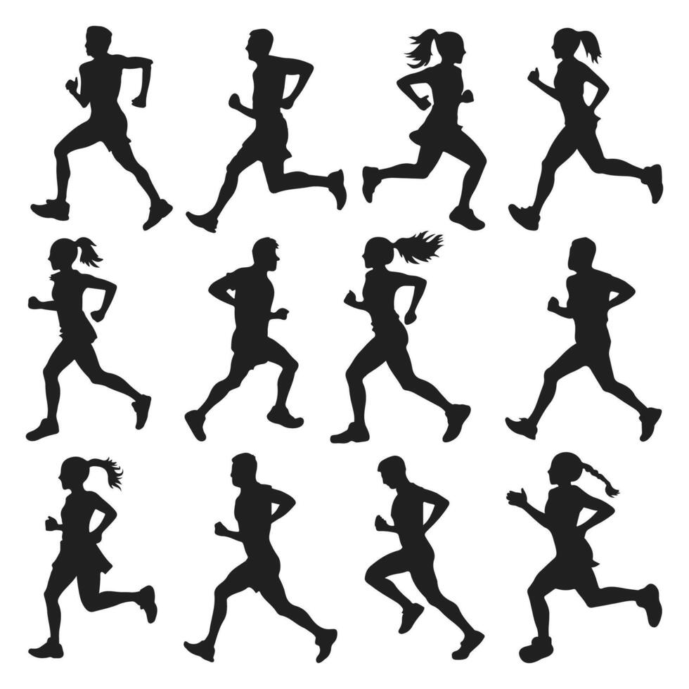 running silhouettes collection vector