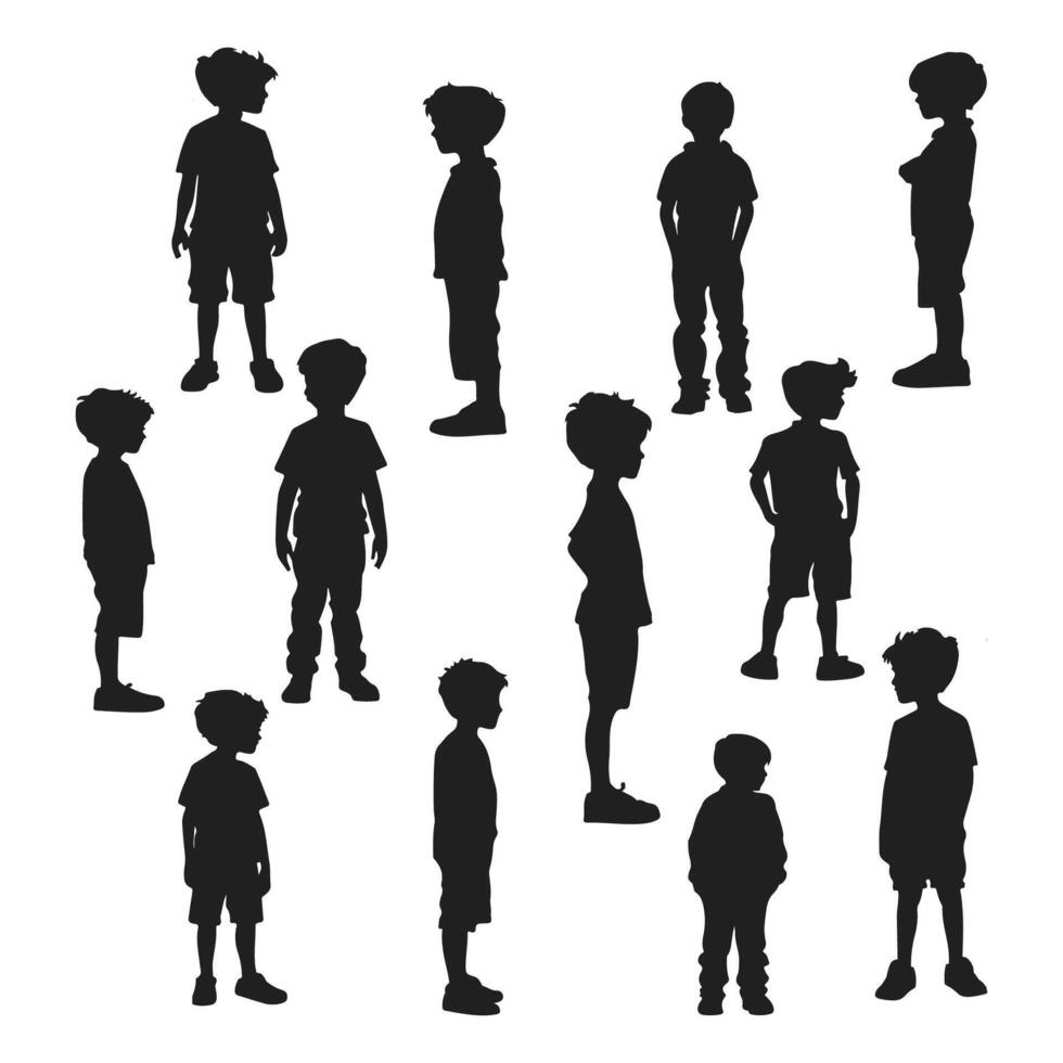 boy silhouettes set art vector