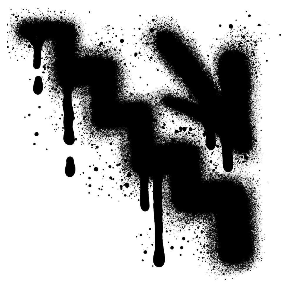 Emergency exit icon going down graffiti with black spray paint. vector