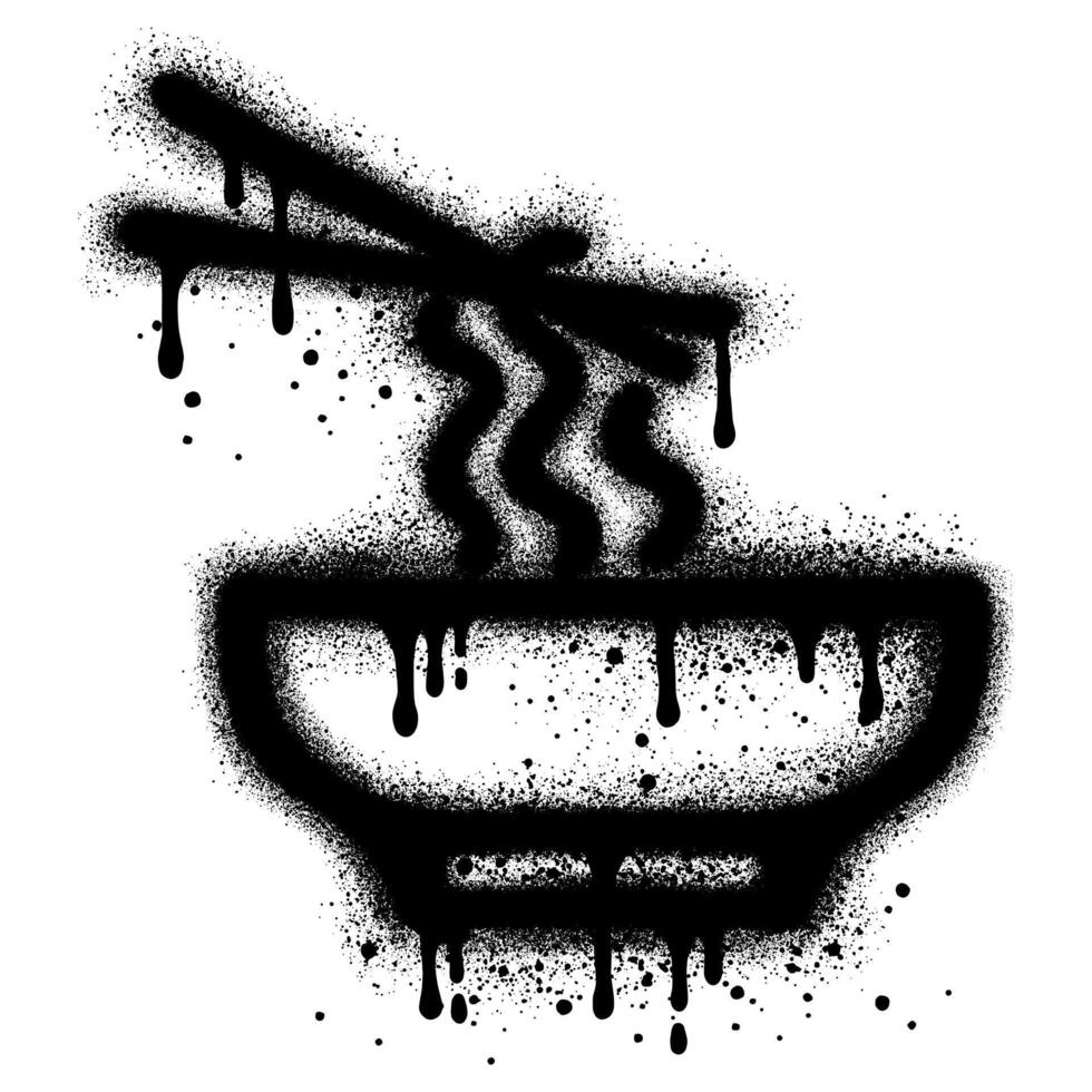 Noodles Icon graffiti with black spray paint. vector