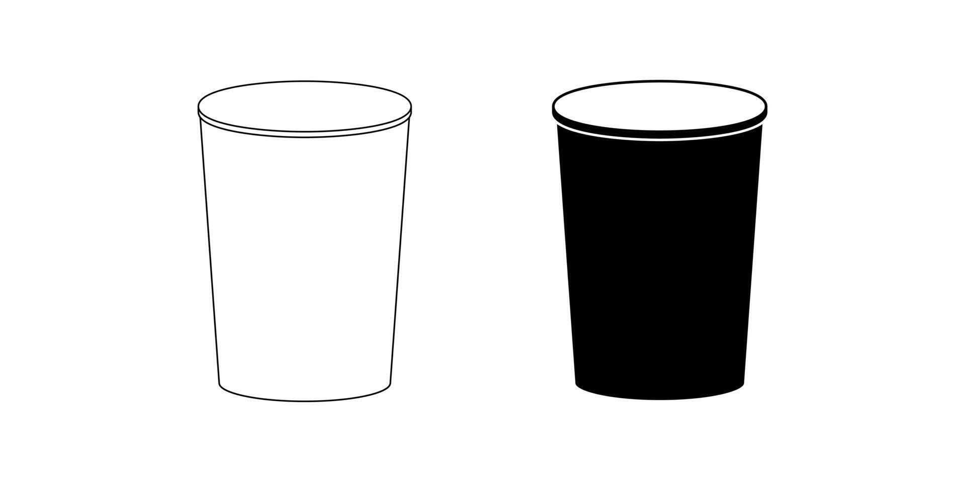 outline silhouette paper cup icon set isolated on white background vector