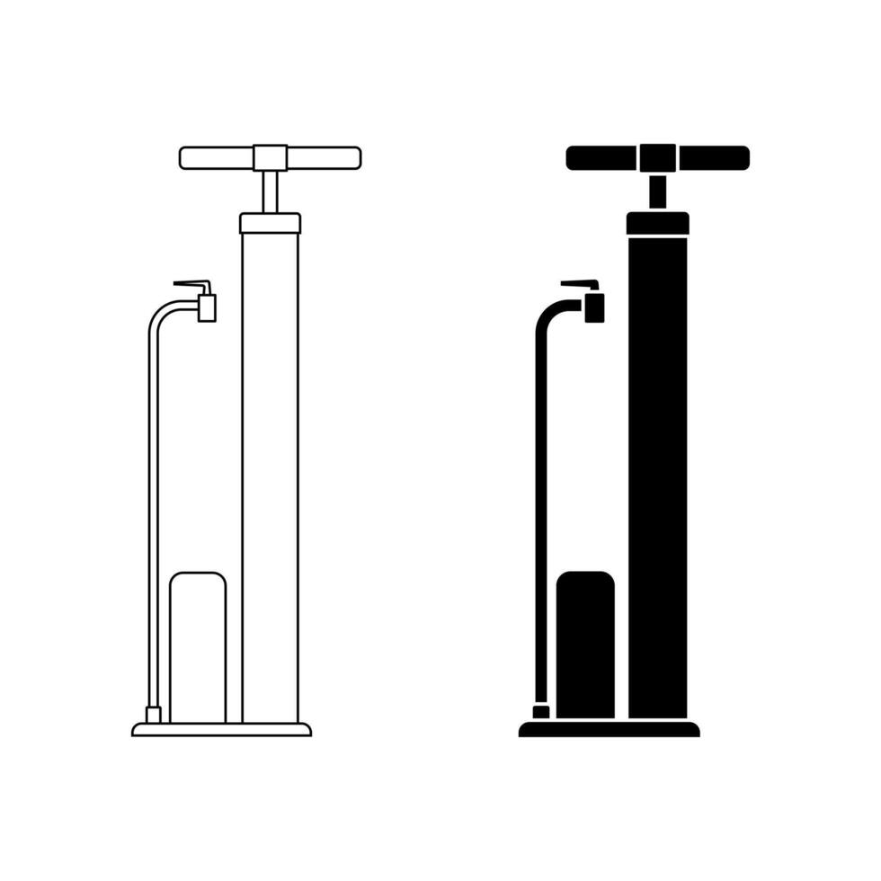 bicycle floor pump icon set isolated on white background vector