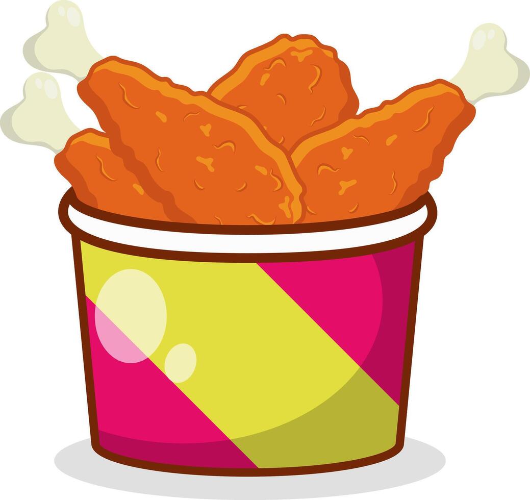 a bucket of chicken wings in a colorful cup vector