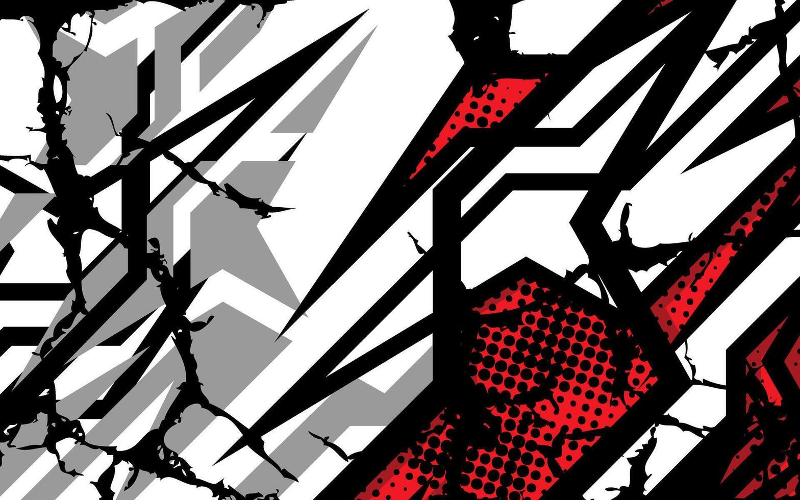 a black and red graphic with a red and white design vector