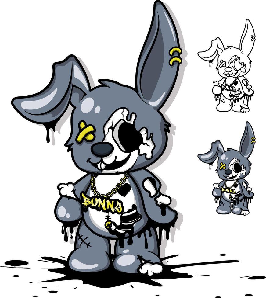 Rabbit cartoon abstract graffiti, logo, art, modern, for t-shirt vector