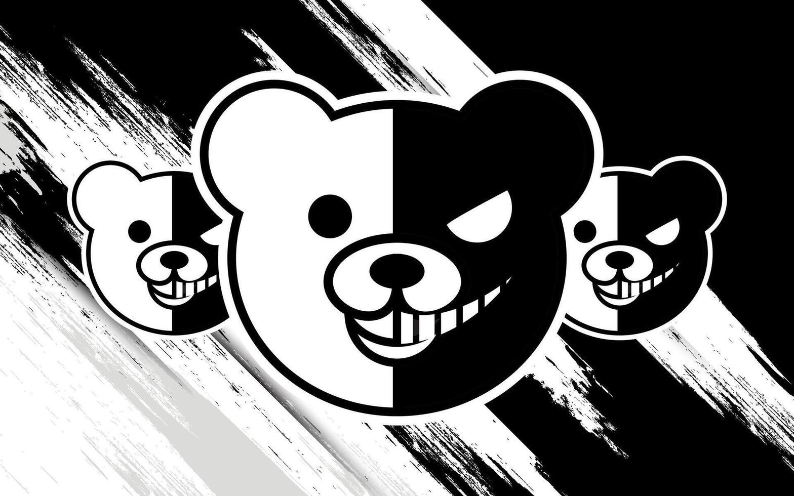 Abstract background and black and white bear vector