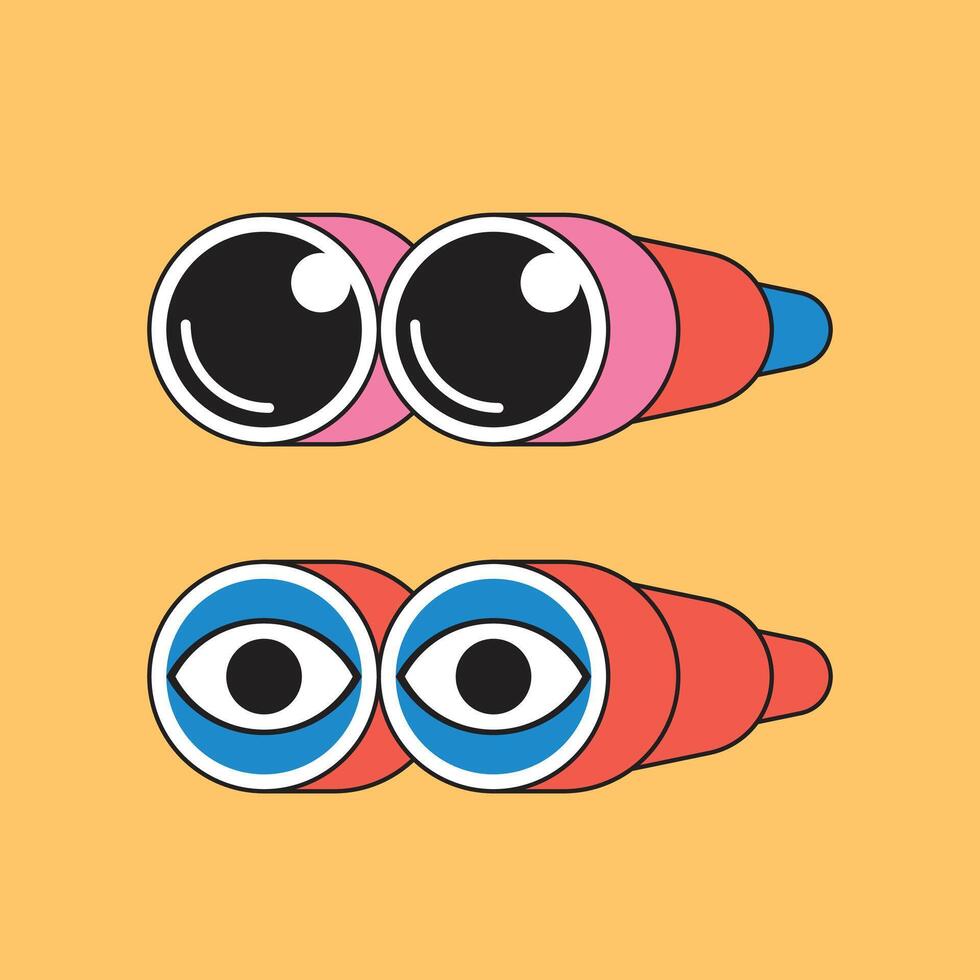 Illustration binocular with retro style vector